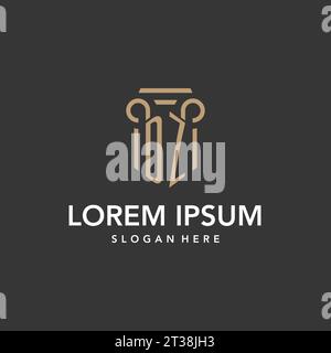 DZ logo monogram with pillar style design vector Stock Vector