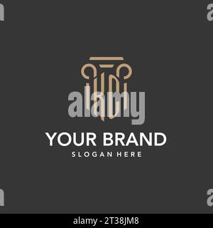 KC logo monogram with pillar style design vector Stock Vector