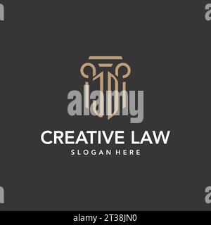 JD logo monogram with pillar style design vector Stock Vector