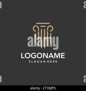 KH logo monogram with pillar style design vector Stock Vector
