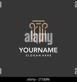 EW logo monogram with pillar style design vector Stock Vector