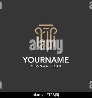 FW logo monogram with pillar style design vector Stock Vector
