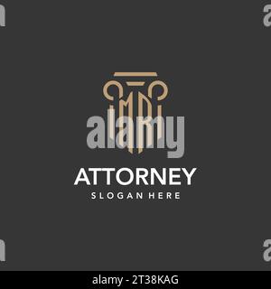 MR logo monogram with pillar style design vector Stock Vector