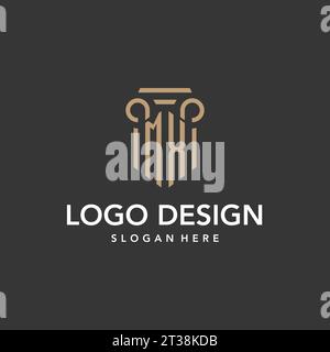 MX logo monogram with pillar style design vector Stock Vector
