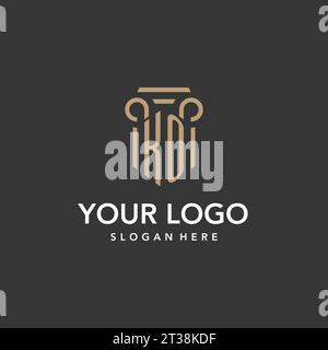 KO logo monogram with pillar style design vector Stock Vector