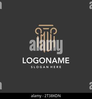 MU logo monogram with pillar style design vector Stock Vector