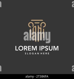 NM logo monogram with pillar style design vector Stock Vector