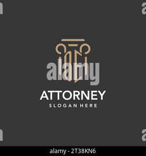 OE logo monogram with pillar style design vector Stock Vector