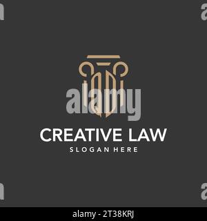 QD logo monogram with pillar style design vector Stock Vector