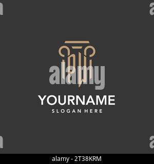 PW logo monogram with pillar style design vector Stock Vector