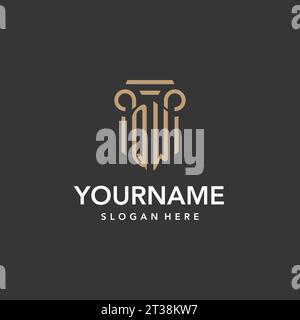 QW logo monogram with pillar style design vector Stock Vector