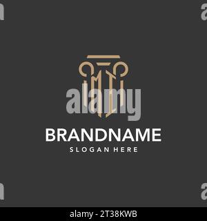 MI logo monogram with pillar style design vector Stock Vector