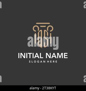 QS logo monogram with pillar style design vector Stock Vector