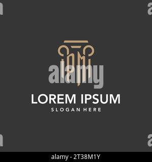 PM logo monogram with pillar style design vector Stock Vector
