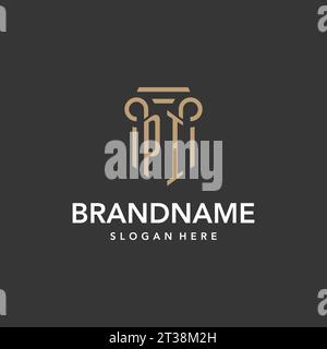 PI logo monogram with pillar style design vector Stock Vector