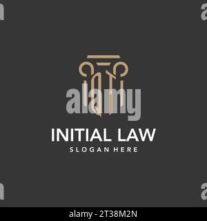 QT logo monogram with pillar style design vector Stock Vector
