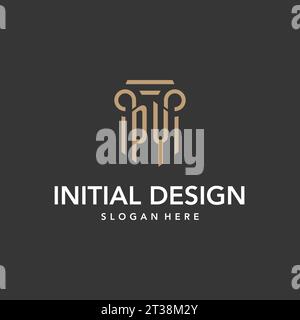 PY logo monogram with pillar style design vector Stock Vector