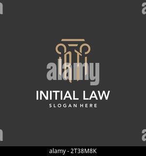 RT logo monogram with pillar style design vector Stock Vector