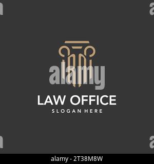 RN logo monogram with pillar style design vector Stock Vector