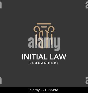 ST logo monogram with pillar style design vector Stock Vector