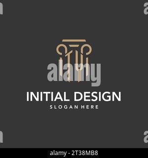 TY logo monogram with pillar style design vector Stock Vector