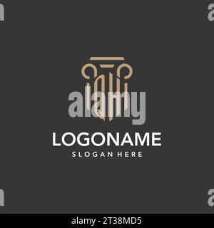 QH logo monogram with pillar style design vector Stock Vector