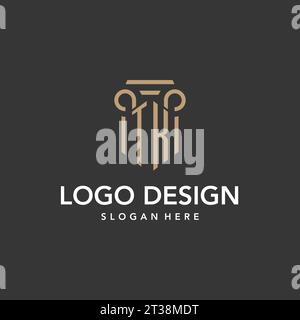 TK logo monogram with pillar style design vector Stock Vector