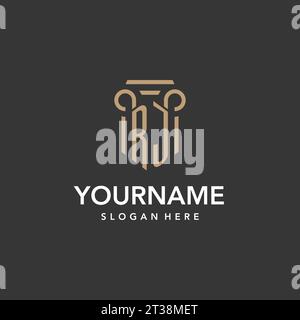 RJ logo monogram with pillar style design vector Stock Vector