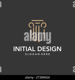 VL logo monogram with pillar style design vector Stock Vector