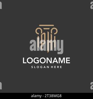 PH logo monogram with pillar style design vector Stock Vector