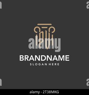 PV logo monogram with pillar style design vector Stock Vector