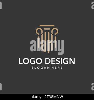 UK logo monogram with pillar style design vector Stock Vector