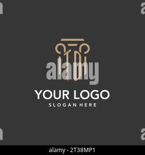 TO logo monogram with pillar style design vector Stock Vector