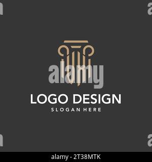 VX logo monogram with pillar style design vector Stock Vector