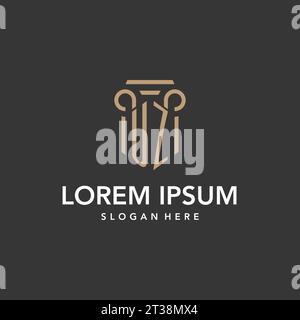 UZ logo monogram with pillar style design vector Stock Vector