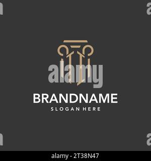 TI logo monogram with pillar style design vector Stock Vector