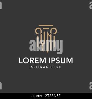 YM logo monogram with pillar style design vector Stock Vector