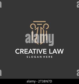 ZD logo monogram with pillar style design vector Stock Vector