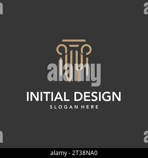 VY logo monogram with pillar style design vector Stock Vector