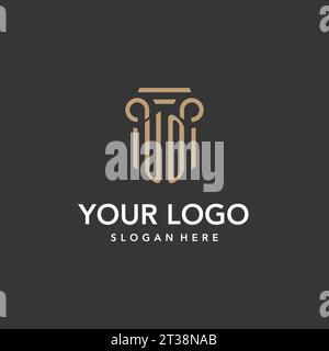 UO logo monogram with pillar style design vector Stock Vector