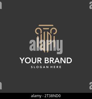 WP logo monogram with pillar style design vector Stock Vector