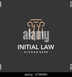 ZT logo monogram with pillar style design vector Stock Vector