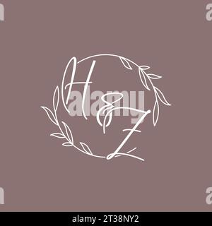 HZ wedding initials monogram logo ideas vector graphic Stock Vector