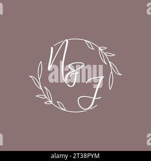 NJ wedding initials monogram logo ideas vector graphic Stock Vector