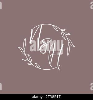NH wedding initials monogram logo ideas vector graphic Stock Vector