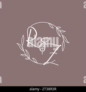RZ wedding initials monogram logo ideas vector graphic Stock Vector