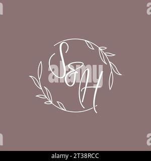 SH wedding initials monogram logo ideas vector graphic Stock Vector
