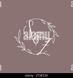 SZ wedding initials monogram logo ideas vector graphic Stock Vector