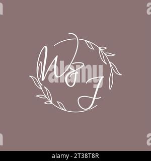 WJ wedding initials monogram logo ideas vector graphic Stock Vector