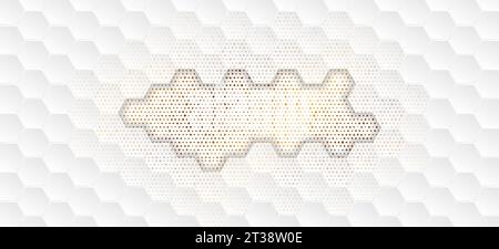 White geometric hexagons abstract technology background with golden dots. Modern futuristic vector design Stock Vector